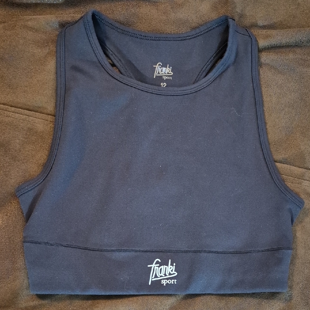 Francesca's Collections Black Gray Sleeveless Fitted Crop Tank